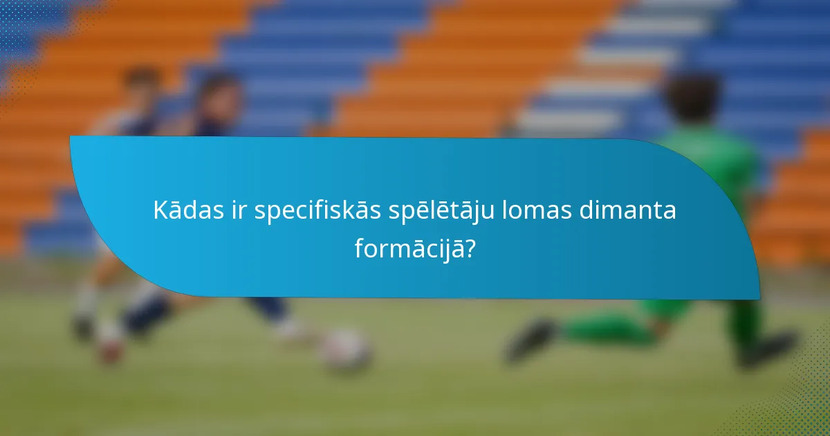 Kādas ir specifiskās spēlētāju lomas dimanta formācijā?