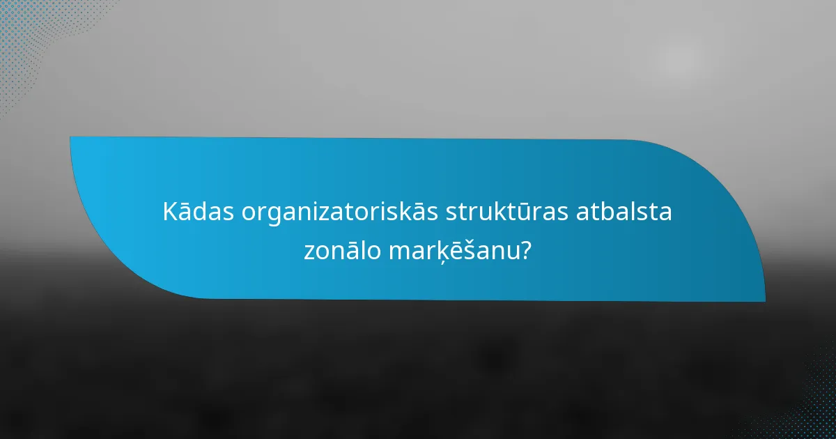 Kādas organizatoriskās struktūras atbalsta zonālo marķēšanu?